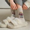 Thick Wool Mid-calf Socks for Autumn and Winter, Retro Dot Yarn, Fluffy Little Bear Long Socks, Warm and Cute Cartoon Trendy Socks