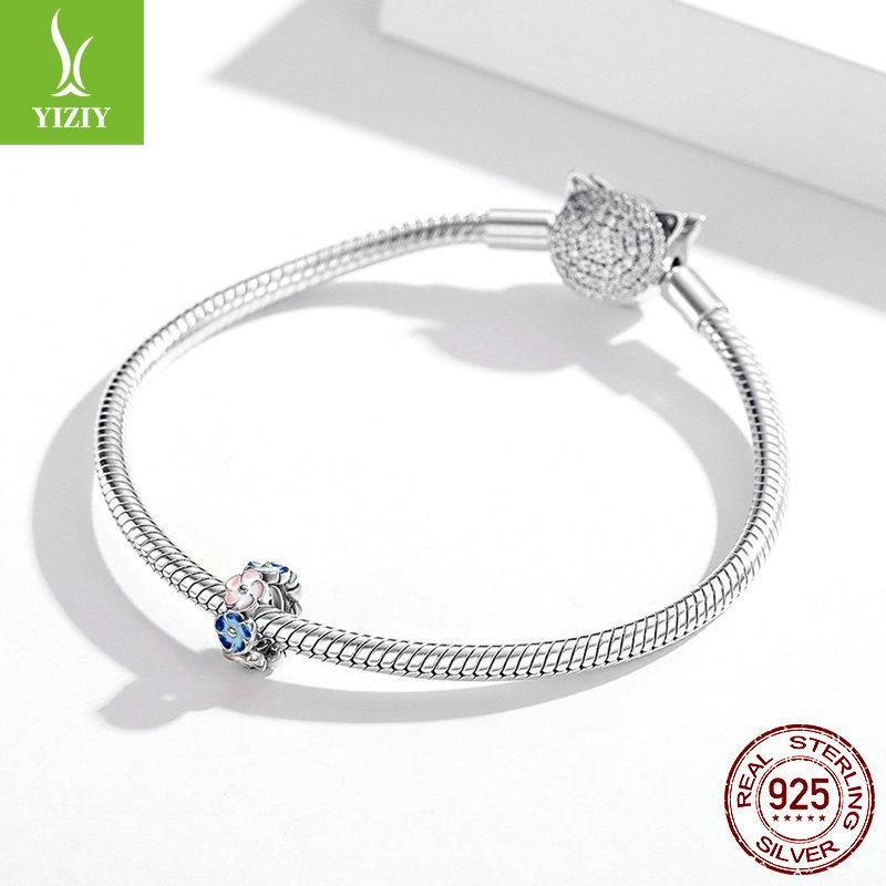 Hydrangea Diy Beaded Silver925 Vintage Plant Flower Bracelet Beads Scc1703