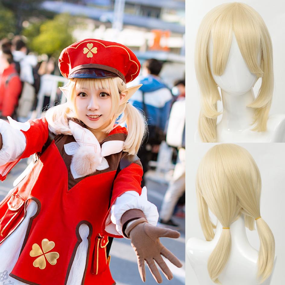 Synthetic Wig Lolita Cosplay Double Ponytail Long Straight Hair Anime Game Cosplay Hair Extensions Halloween Christmas Dress Up