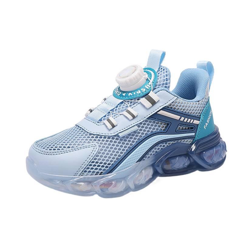 Boys shoes 2025 spring and summer new single net children's rotating button sports shoes medium and older children's casual shoes