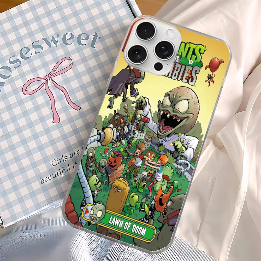 Plants Vs Game Z-Zombies Phone Case For IPhone 11 12 13 14 15 16 17 Plus Pro Max Satin Laser Glossy Cover