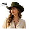 Fashionable Outdoor Felt Hat Wool Fedora, Unisex Western Cowboy Hat, Retro Wide Brim Stylish Winter Accessories Cowgirl Jazz for Women Men Autumn