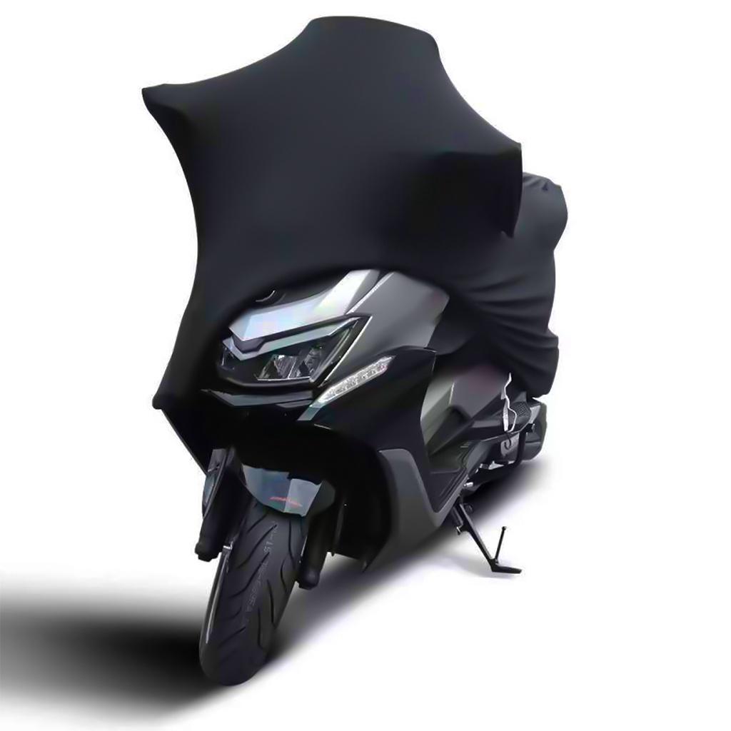 Bâche Pare-Soleil Anti-UV Anti-Poussière pour Moto Intérieur Extérieur Protection Tissu Élastique Noir M-3XL Housse pour Moto Scooter