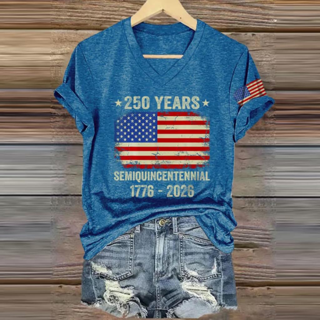 Women's Casual Round Neck Short Sleeve Pullover Printed T-Shirt Top