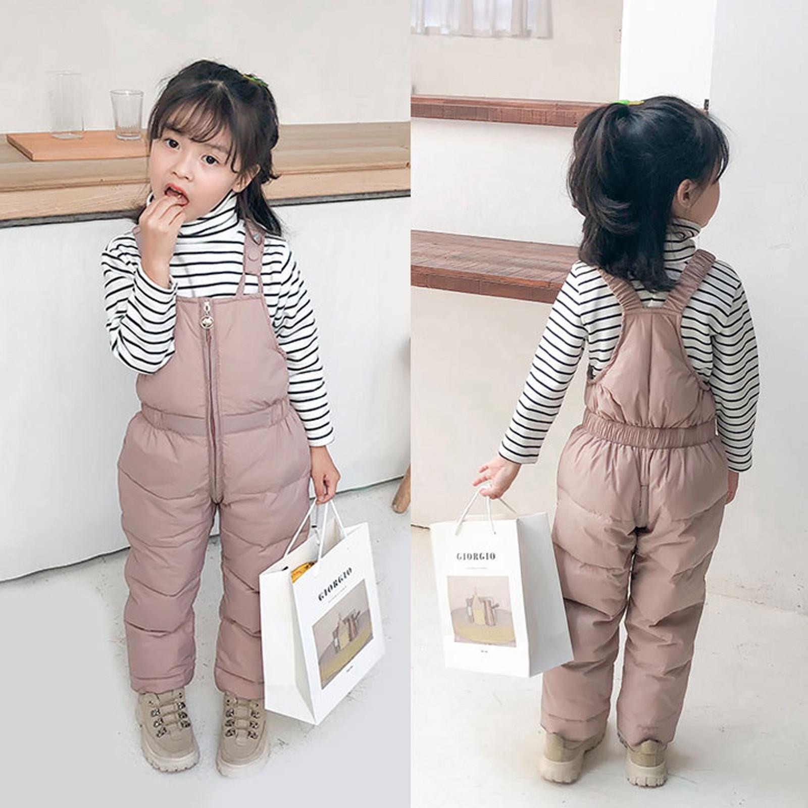 

Детские облегающие однотонные теплые лыжные штаны, уличные лыжные штаны на слинге 110 розовый