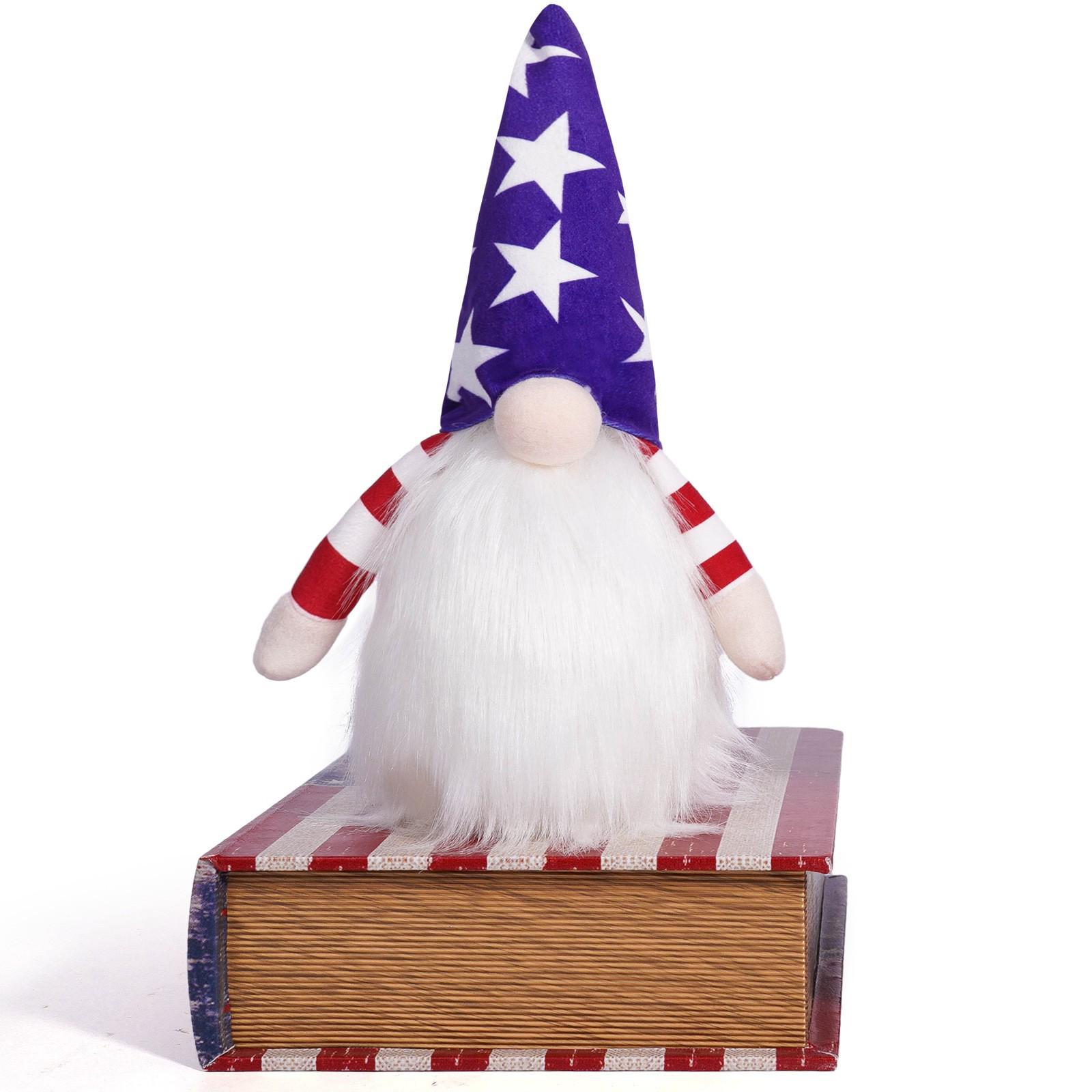 Patriotic Star-Spangled Gnome Doll with Luminous Beard - Festive Decoration Ornament