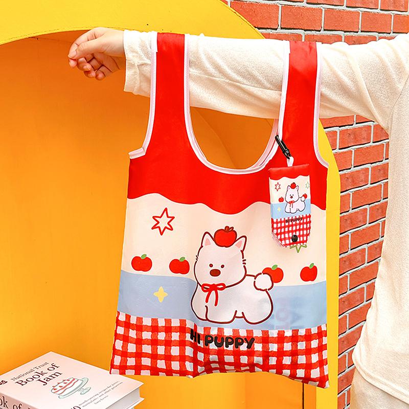 Cute Cartoon Handbag Portable Arrival Reusable Shopping Bag Foldable Tote Pouch Large Capacity Shoulder Bags Girls Gift