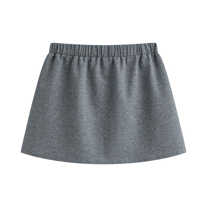 

Julu Studio Adult Series Slightly Oversized Girls Idle Style Oblique Shoulder Tops/Skirt/Pants Plus Size Sets Gray Short Skirt M(45kg-52.5kg)