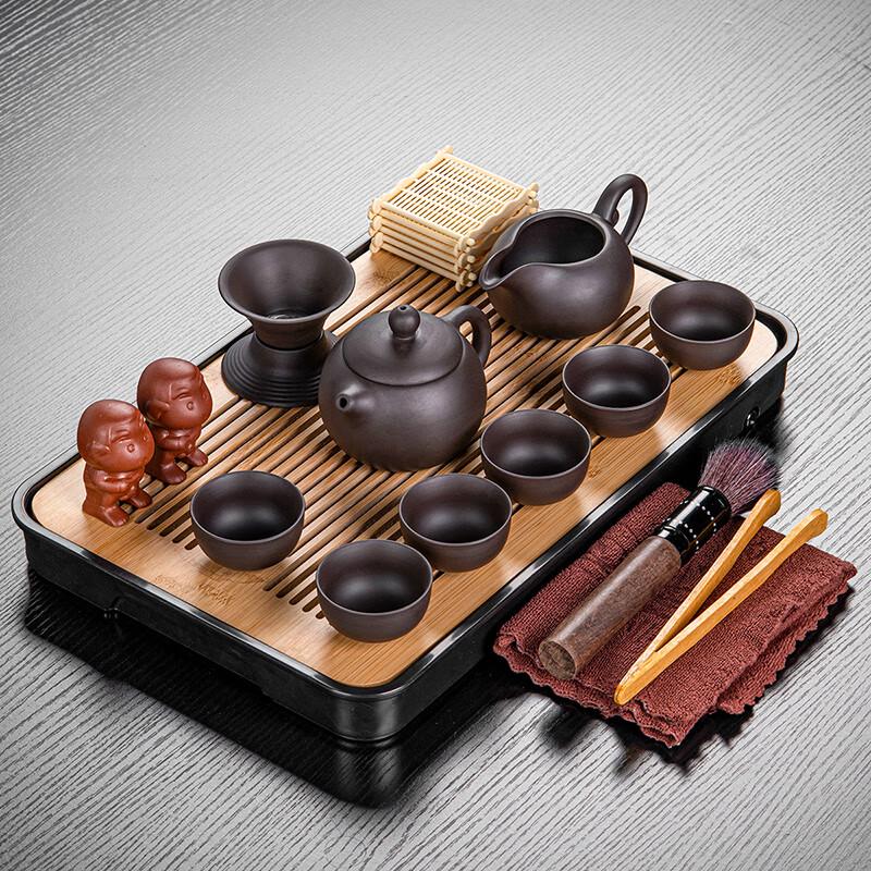 Lainuo Black Zisha Xishi Teapot 9-Piece Tea Set