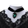 Gothic Venom Crystal Cameo Necklace For Women Fashion Witch  Accessorie Gift Goth Alternative Green Crystal Velvet Choker