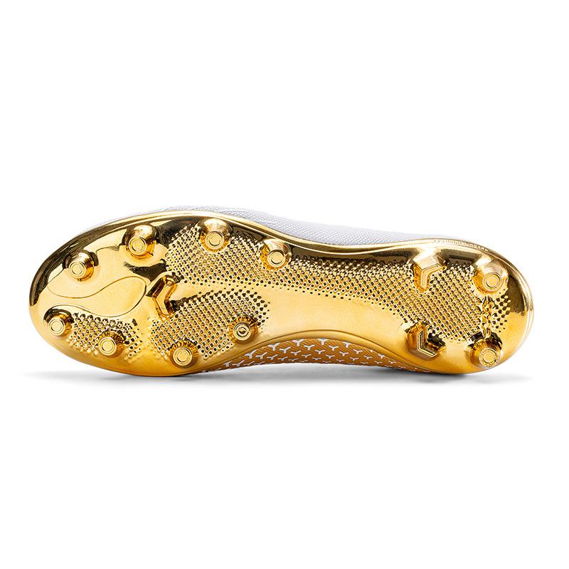 High-top Electroplated Gold-soled Spiked Football Shoes for Boys and Teenagers, Game Training Shoes for Man-made Land