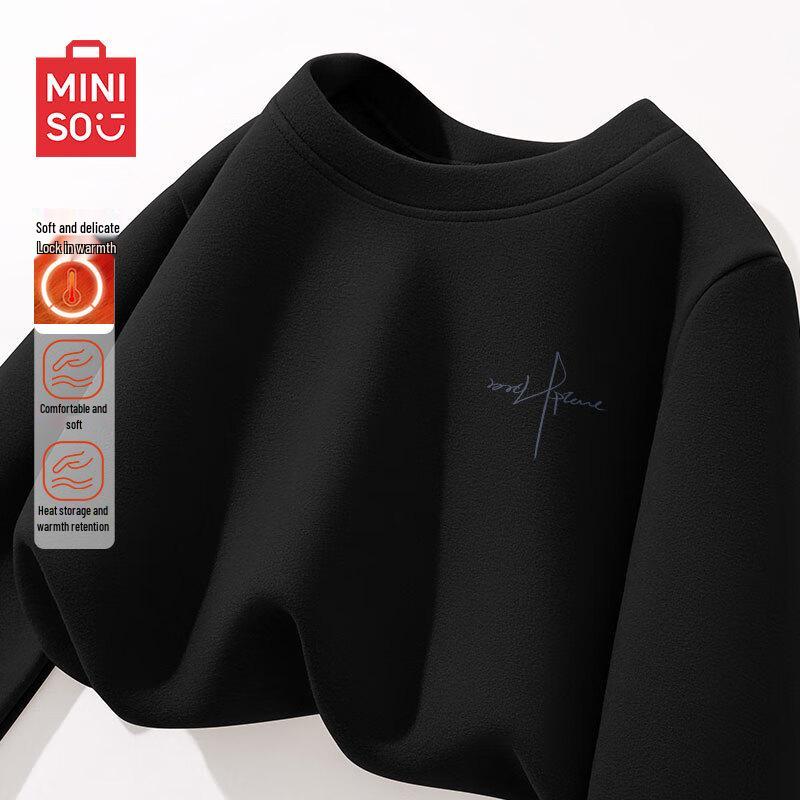 MINISO Men s Fleece-lined Round Neck Long Sleeve T-shirt M