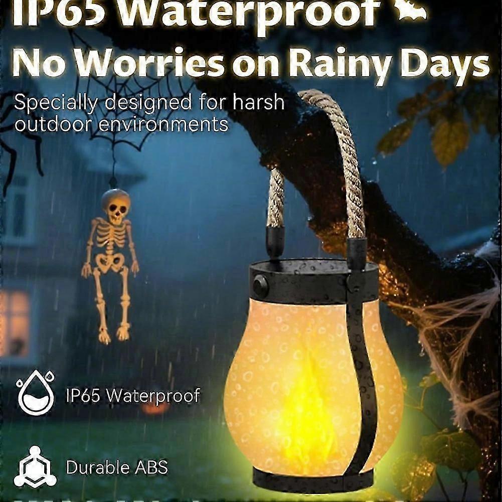 4 Pcs Solar Lantern Outdoor Lights Waterproof Dancing Flame for Garden and Yard Decor