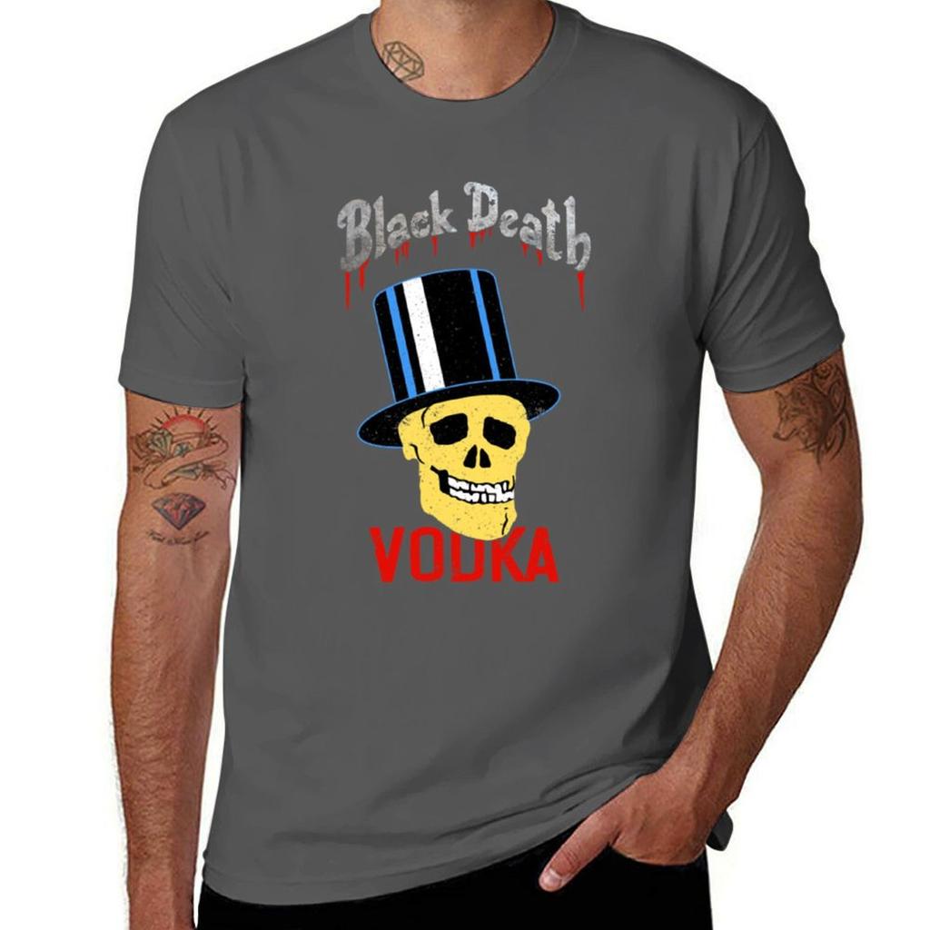 Black Death Vodka T-Shirt anime blanks T-shirts for men cotton