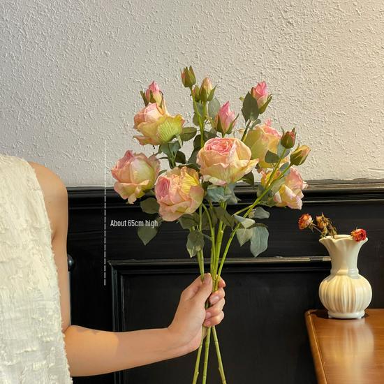 Liu Yifei Inspired Dried Flower Oil Painting - Artificial Rose Bouquet for Living Room or Dining Table Decor