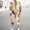 Men Plus Size Printed Two Piece Set Round Neck Long Sleeve Top Cuffed Pants