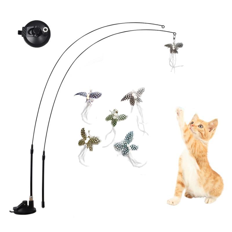 

Cat Simulation Butterfly Interactive Cat Teaser Toy with Suction Cup Feather for Kitten Play Chase Exercise Toy Cat Supplies 1pcs Random Birds