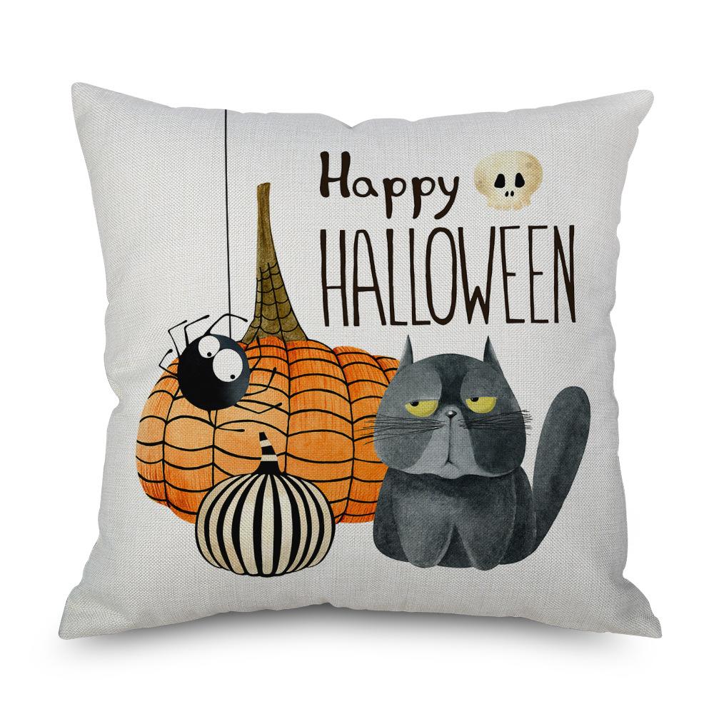 Halloween Linen Pillowcase Pumpkin Plaid Pillow Case for Bedroom Room Aesthetics Pillow Cover Luxury Designer Cushion Cover