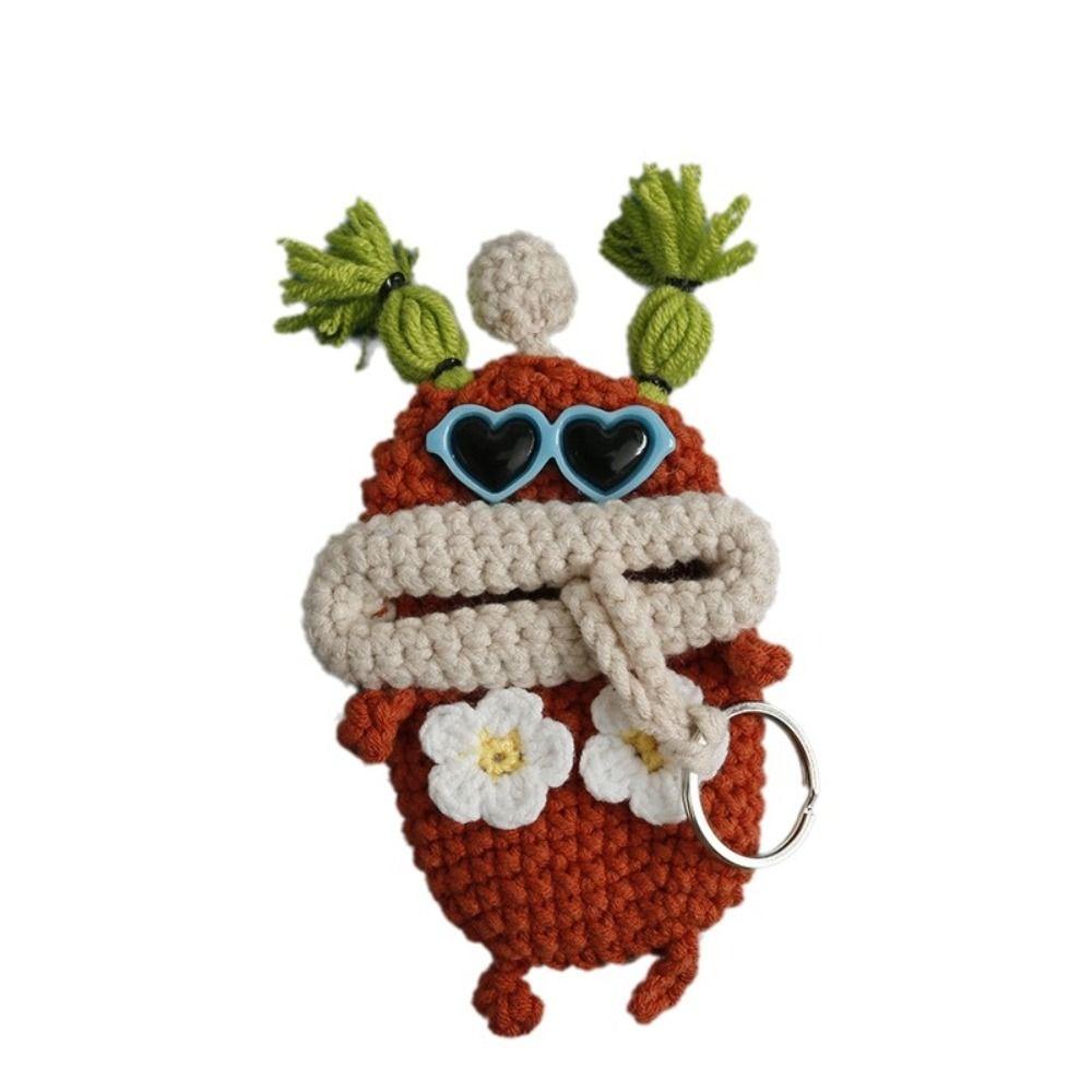 Cartoon Crochet Keychains Handmaking Knitting Doll Jewelry Gift Sausage Mouth Doll Car Keys Holder