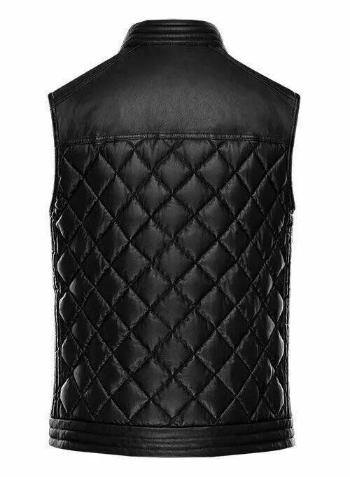 Button Waistcoat Party Men Black 100% Lambskin Leather Vest Coat Jacket Western