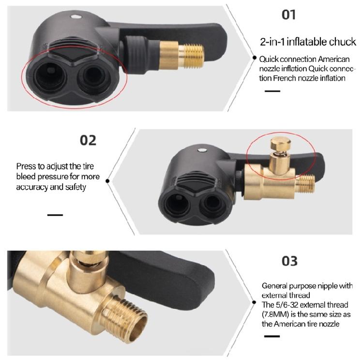 High Performances Double Head Air Chuck Fit for Bike Tire Inflators with Quick Connection Compatibility Fast Inflation