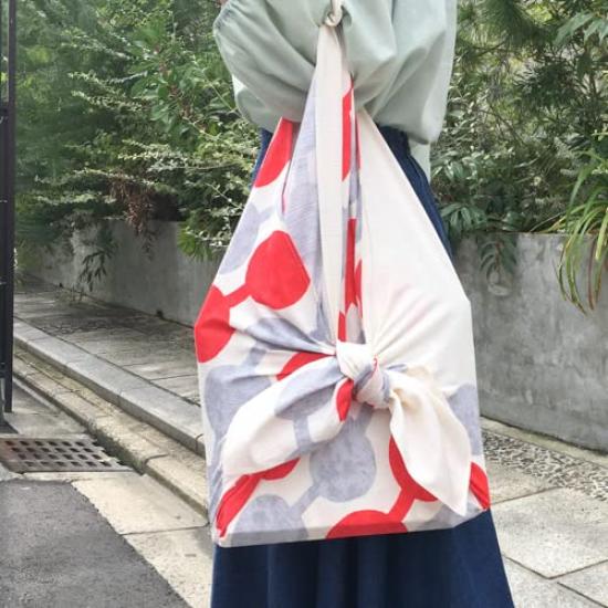 Musubi Furoshiki by Yumeji Tsunagi Dango Cotton (24cm Wide) Takehisa, Red, (Dango Dumpling), 90cm,