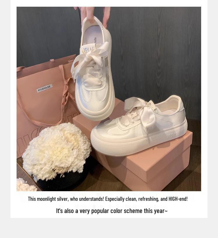 Women's Spring/Summer 2025 Grape Mom Satin German Trainer: Leather, Thick Sole, Height-Increasing, Lace-Up Skate Shoes