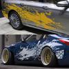 2PCS Car Door Side Stickers Car Livery Honeycomb Stripes Graphics Styling Vinyl Full Body Decor Decals Auto Tuning Accessories