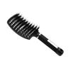 Curved Paddle Hair Brush with Boar Bristles Anti Static Detangling Styling Brush for Straight and Curly Hair Plastic Handle Nine Row Massage Comb