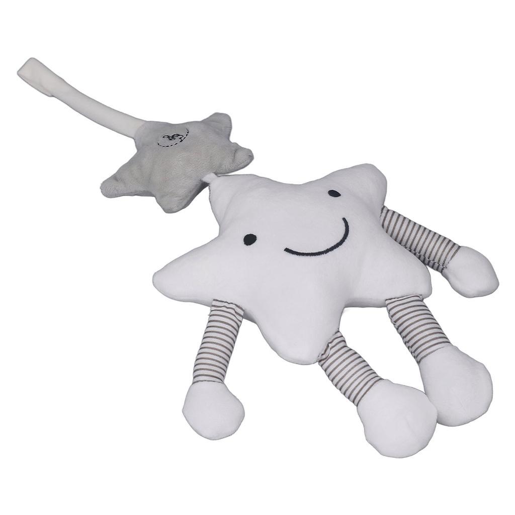 Baby Crib Mobile with Wind Chime Soft Plush Cute White Cartoon Five Pointed Star Shape Baby Crib Hanging Toy for Car Crib Trolley