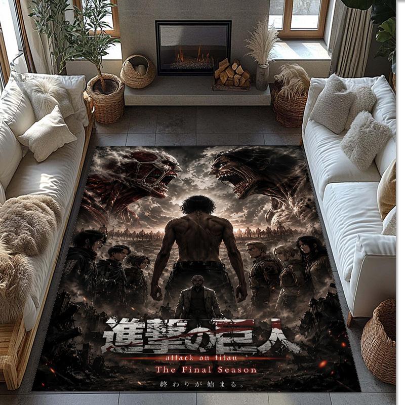 Kober Attack on Titan z křišťálového sametu, měkký protiskluzový koberec z křišťálového sametu pro obývací pokoj, ložnici, domácí dekoraci