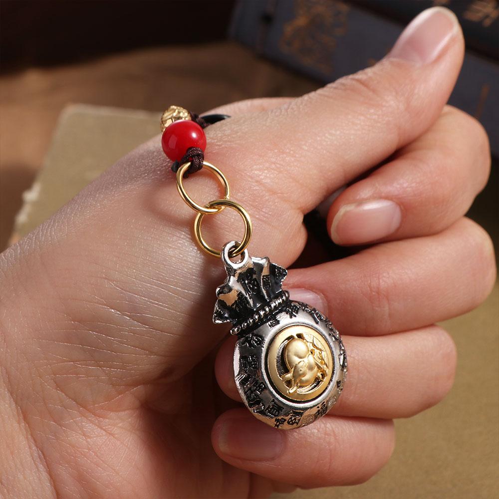 Chinese Style Lucky Bag Pendant Loong Dragon Keychain Sheep 12 Zodiac Keyring  Car Key Pendant