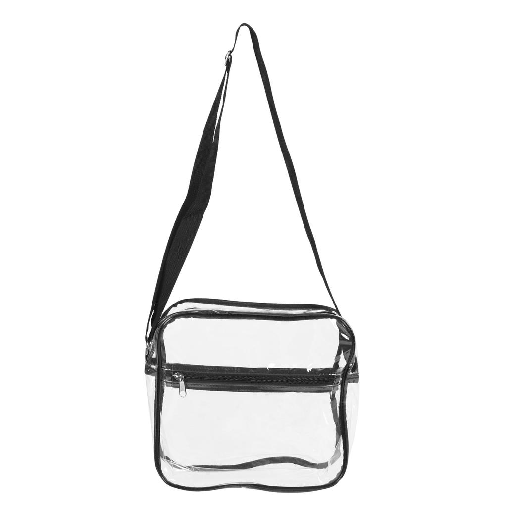 Transparent Messenger Shoulder Bag Clear Tote Bag Purse with Zipper Closure for Outdoor Traveling