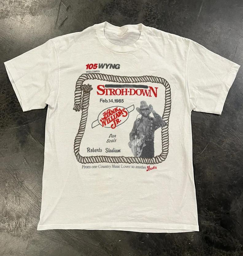 Hank Williams Jr. Straw-Down 1985 T-ShirtVtg 80s Hank Williams Jr Graphic shirt Unisex T-Shirt XXL