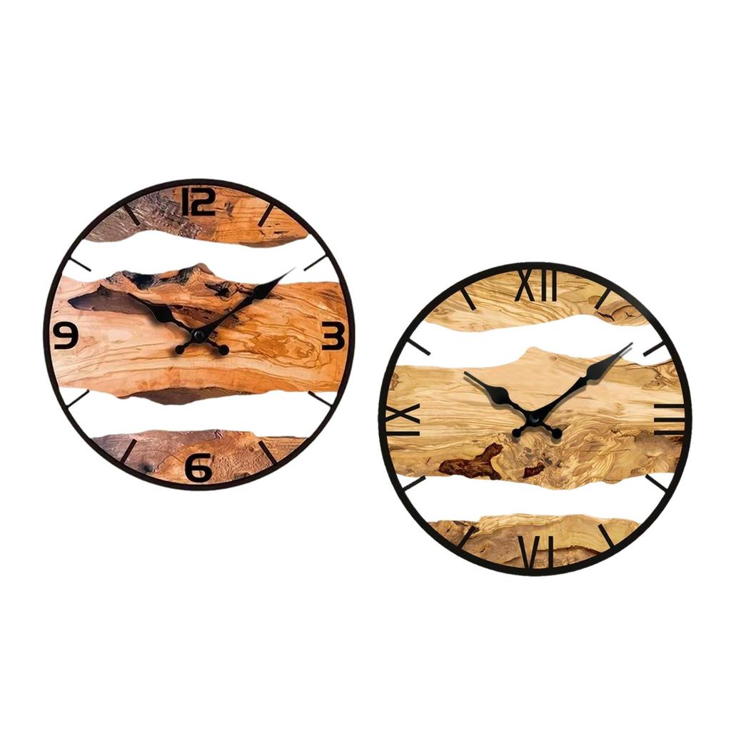 Rustic Wood Wall Clock Silent Non Ticking Stylish Analog Clock Wall Decor for Bedroom Kitchen Office