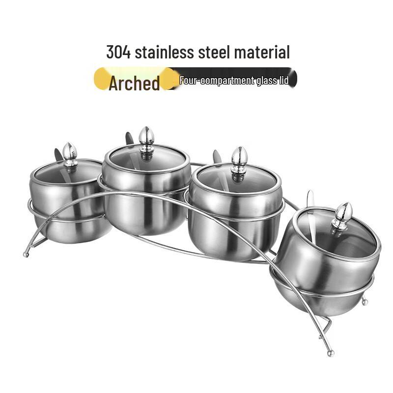 Arch-shaped 304 Stainless Steel 4-Compartment Seasoning Container