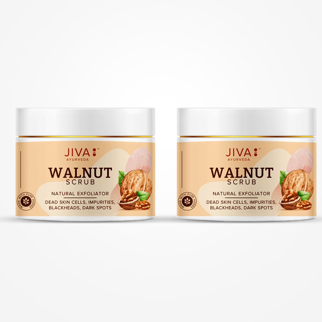 Jiva Walnut Scrub 100gm X Pack of 2 | Natural Face Exfoliator for Dead Skin, Blackheads, Dark Spots & Smooth Skin