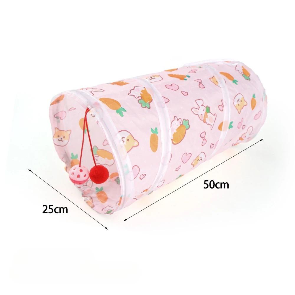 Carrot Print Cat Tunnel Multi-Shape Foldable & Easy Storage Cat Toy Tunnel for Play & Hideaway Pet Tube Self-Entertaining Play