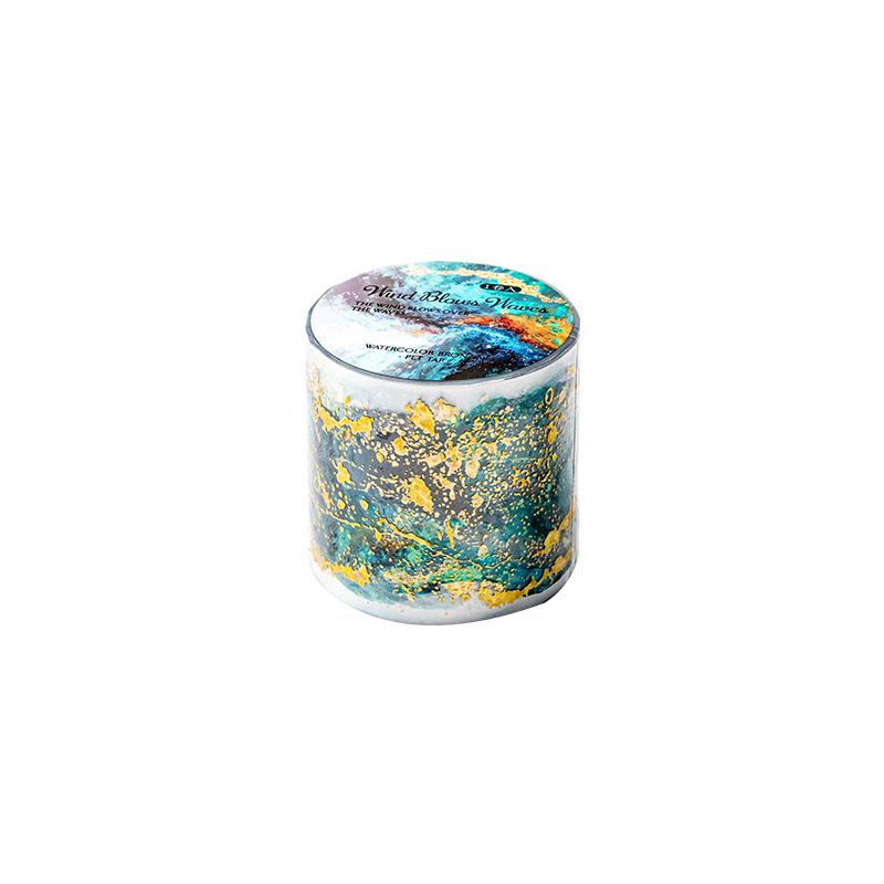 Ketchup Girl Ocean Wave Theme PET Adhesive Tape – Wind Blown Waves Journal Decoration Series.
