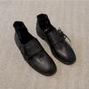 Fashion Leather Shoes for Women Spring and Autumn Vintage Round Toe Thick Soled Small Leather Shoes with Lace Up Shallow Mouth Pumps