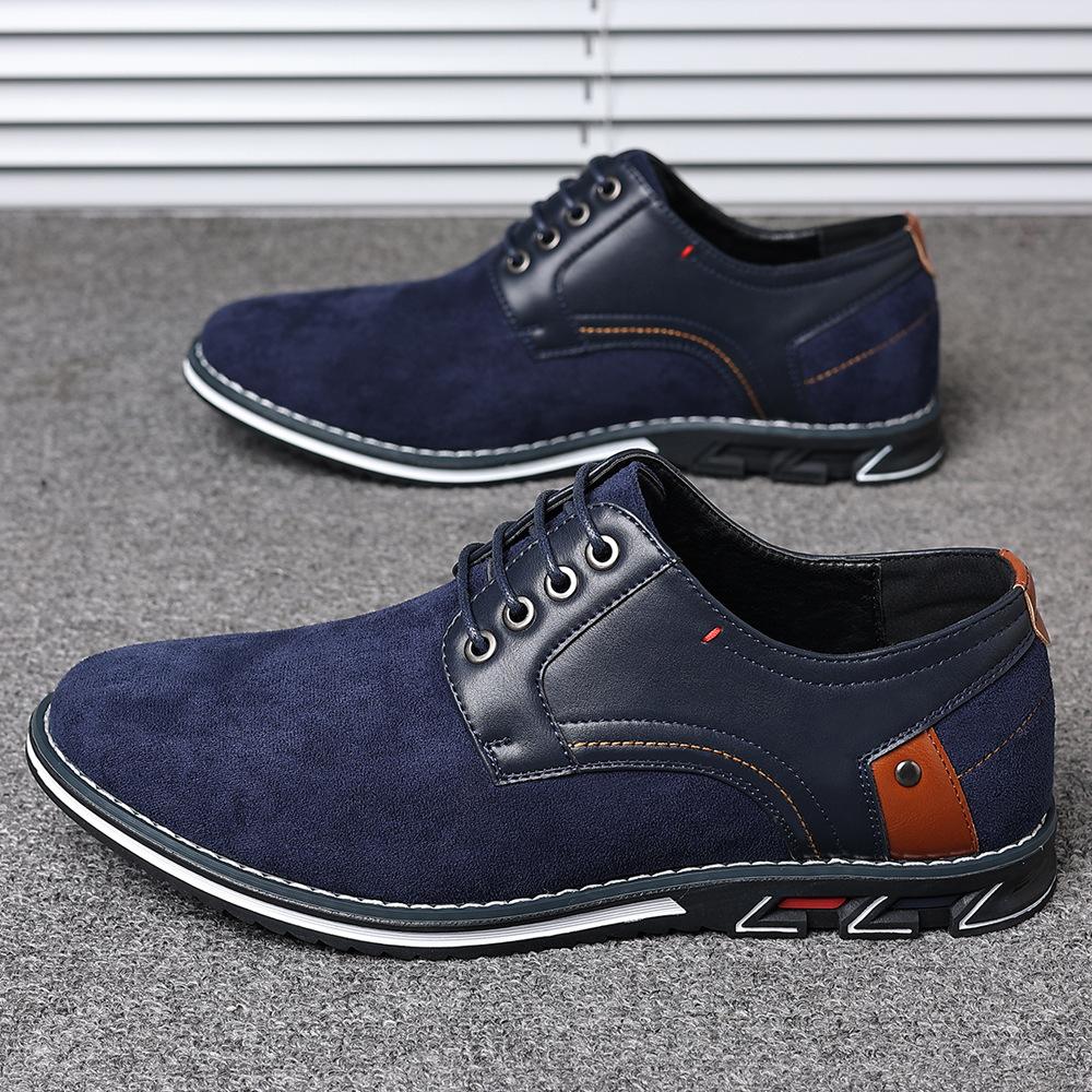 Autumn new men's shoes retro fashion casual leather shoes men's round head lace-up non-slip versatile comfortable men's shoes men's leather shoes