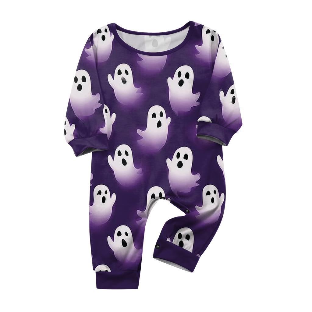 Family Matching Halloween Print Long Sleeve Top and Pants Pajama Set