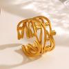 Irregular Stainless Steel Lines Rings for Women Men Geometric Gold Color Opening Rings Fashion Daily Wearing Jewelry Accessories