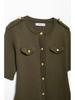2024 Autumn Women's Military Green Ribbed Knit Button-Up Dress