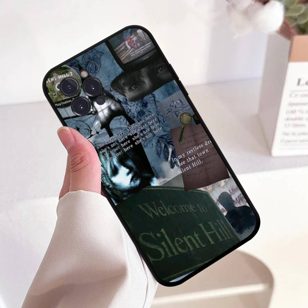 

S-Silent Horror Hill Game Square Matte Silicone Case For Iphone17 Air 16 15 14 13 12 11 Pro Max Plus Matte Basic Cover Case iPhone 14 pro