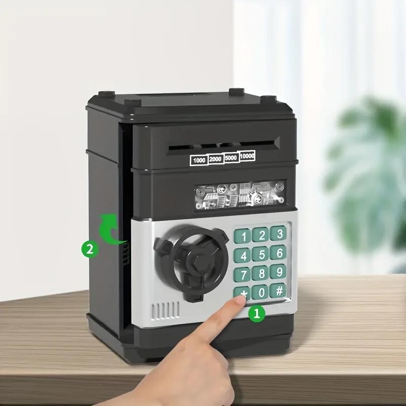 Creative Piggy Bank Automatic Mini Safe Coins Cash Saving Money Box Password Counter Code Key Lock Coin Bank ATM Child Gift