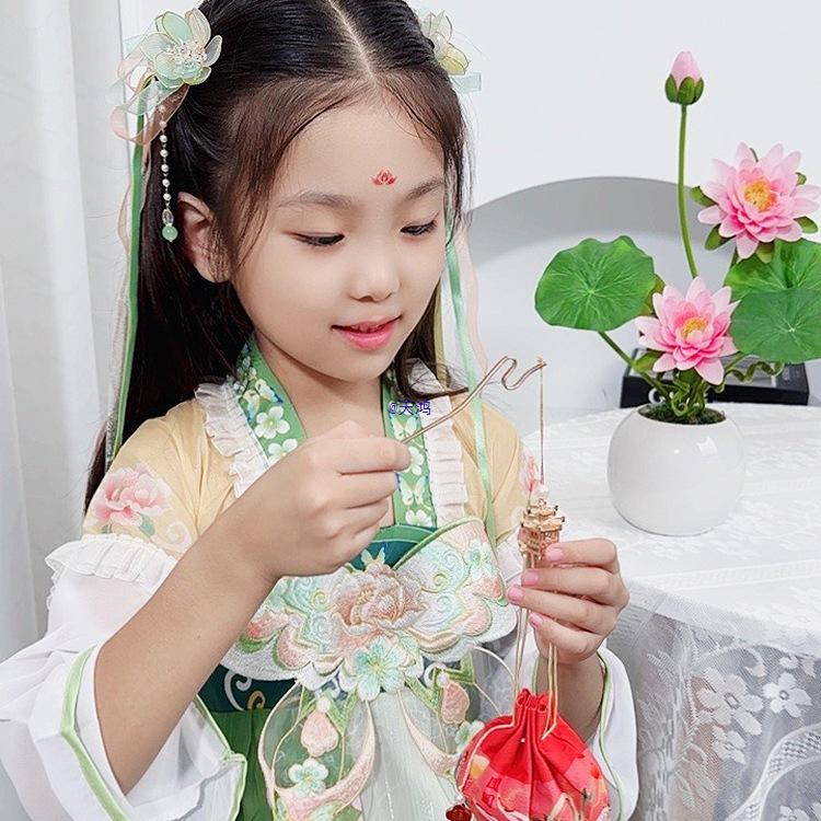2024 Hanfu Headdress Hairpins: Women's & Children's Tassel Headflower Hair Accessories