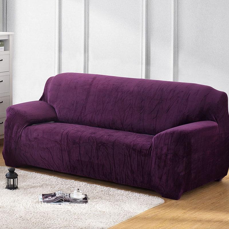 Easy Fit Sofa Slipcover Stretch Protector Soft Cover Thick Plush Velvet 14 Seat