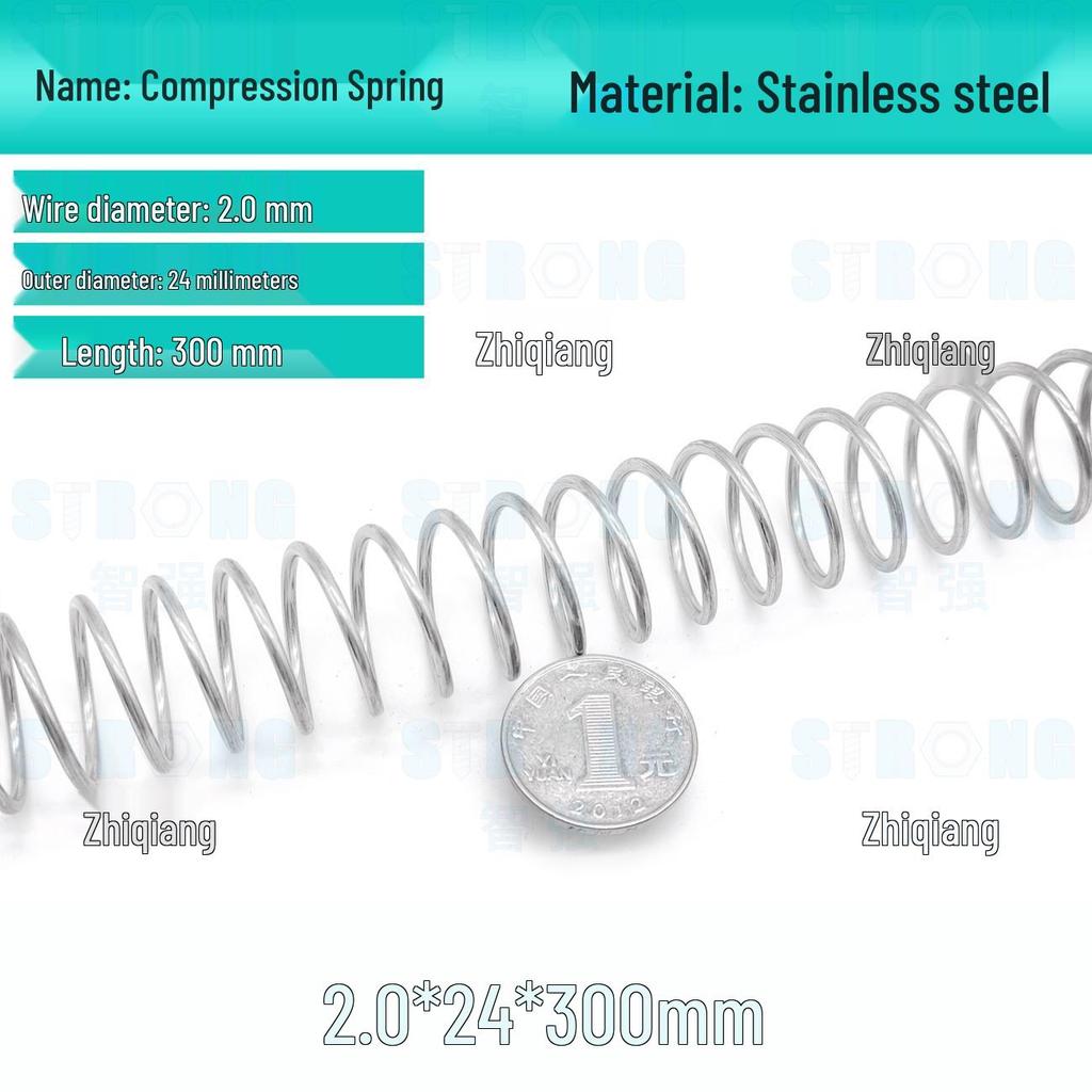 304 Stainless Steel Compression Spring – 300mm Long, High Elasticity, Shock Absorption, Customizable