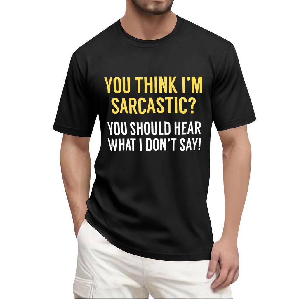 Oblíbené letní pánské tričko s kulatým výstřihem a krátkým rukávem s potiskem